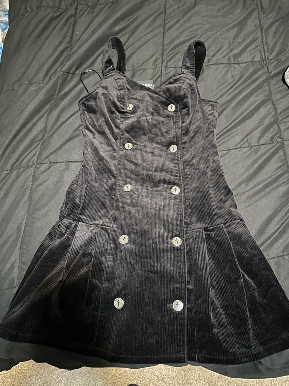 Killstar Black Velvet Button-Front Mini Dress - Picture 4 of 6